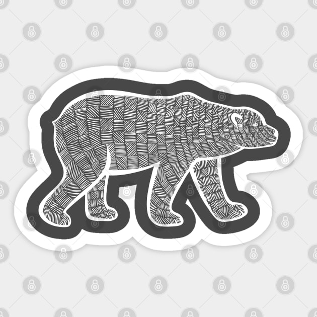 Polar Bear Ink Art - on dark colors Sticker by Green Paladin